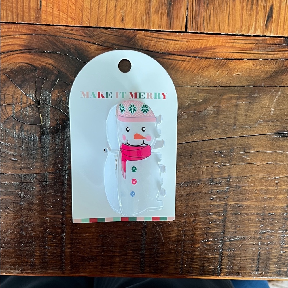 Snowman Hair Clip with Scarf and Hat
